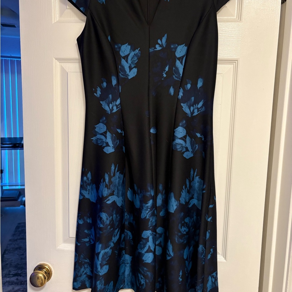 Julie Gordon - Elegant Black and Blue Floral Dress